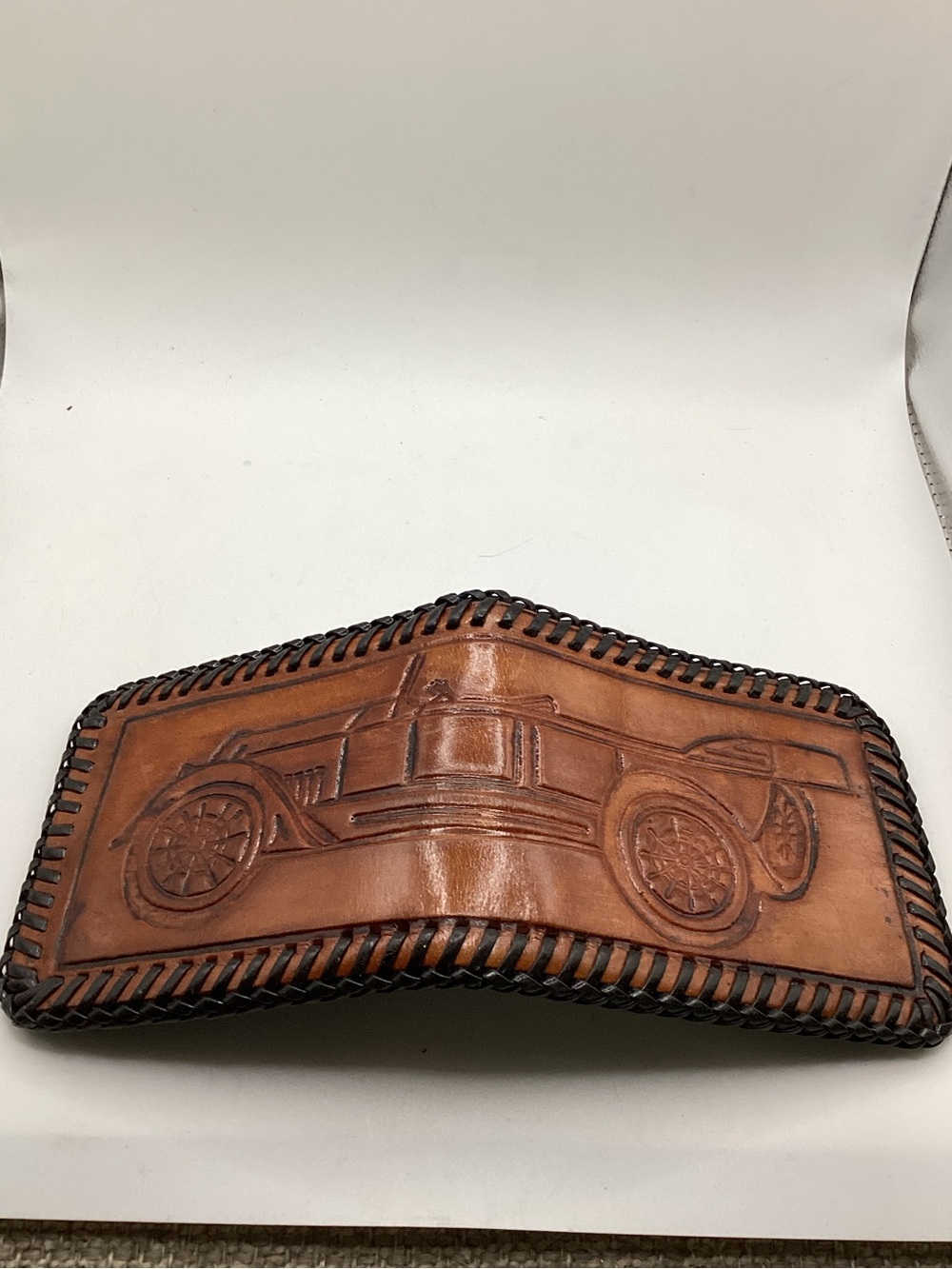 Handcrafted Brown Leather Car Tooled Wallet
